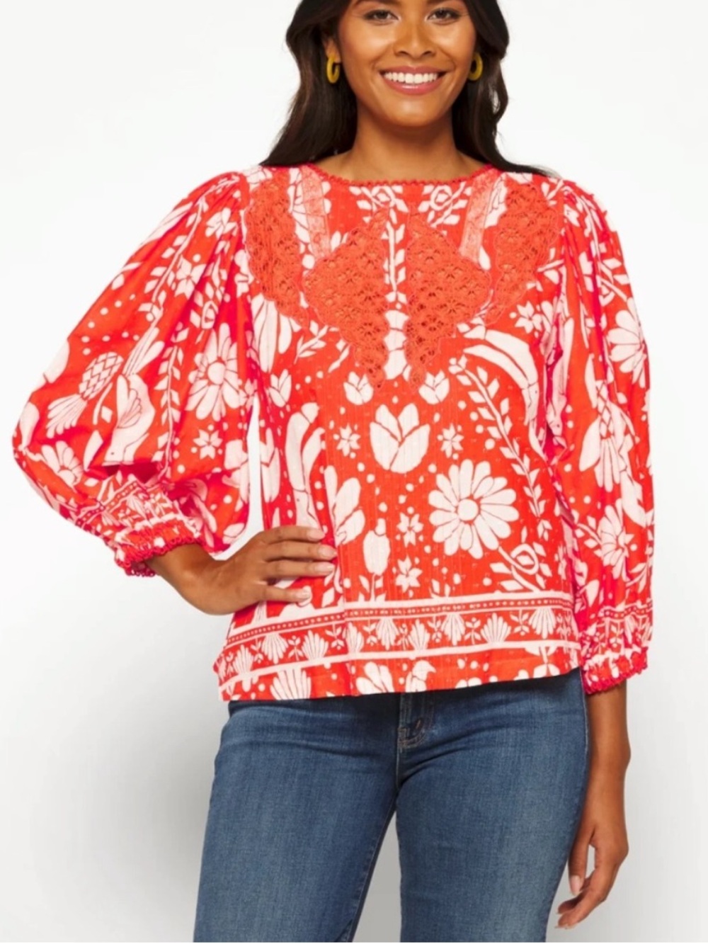 Like new Farm Rio Orange Neon Jungle Blouse Size Small
